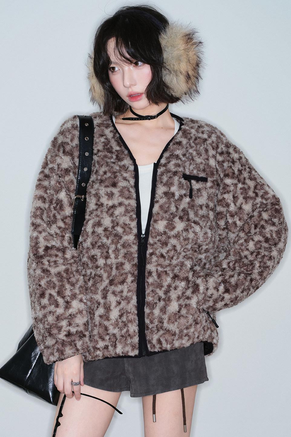 Leopard Print Lamb Wool Coat