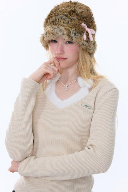 ボウホルターニットトップ