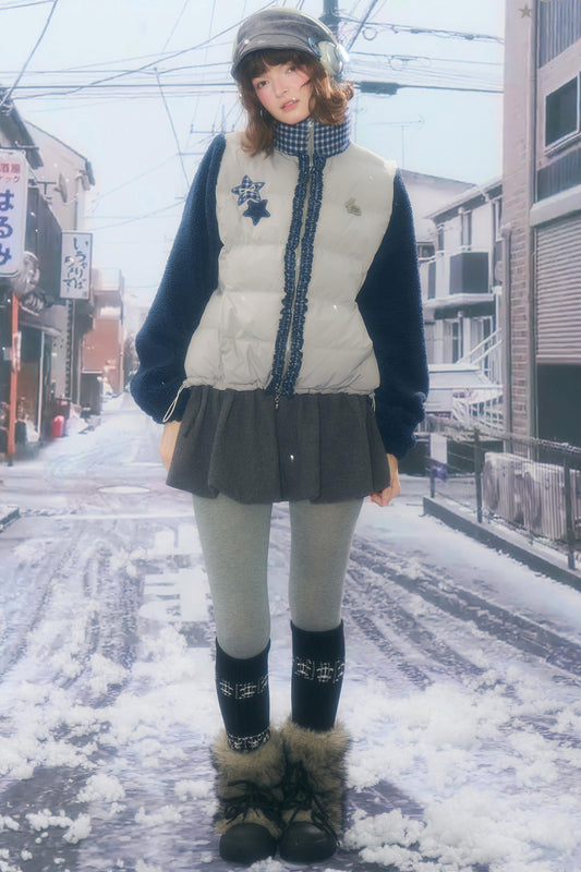 スタープリントカラーブロックコート