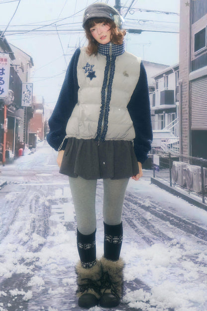 スタープリントカラーブロックコート