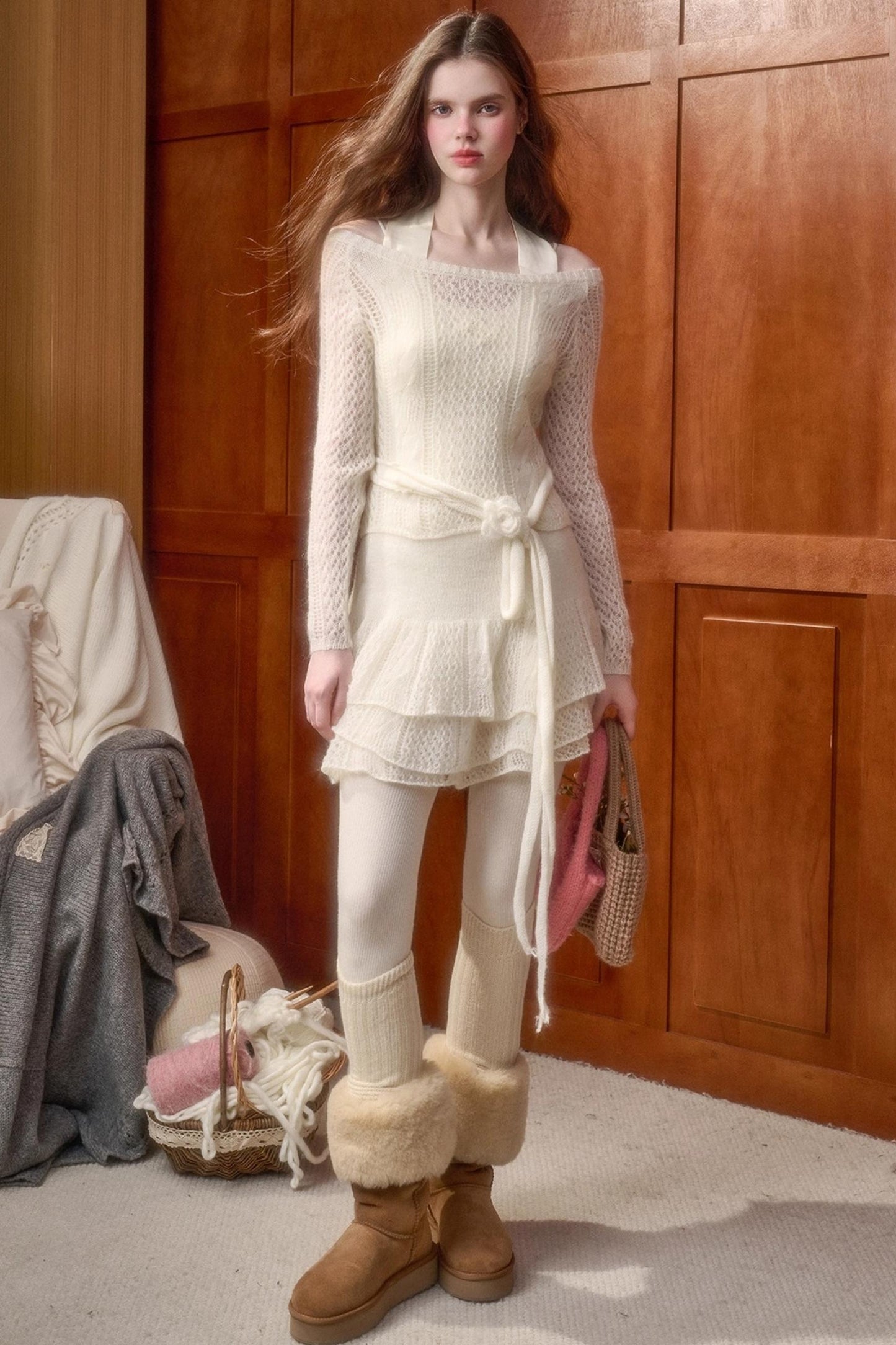 モヘアスイートトップス+スカート