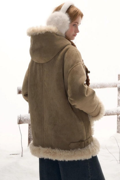 リバーシブルスエードファーコート