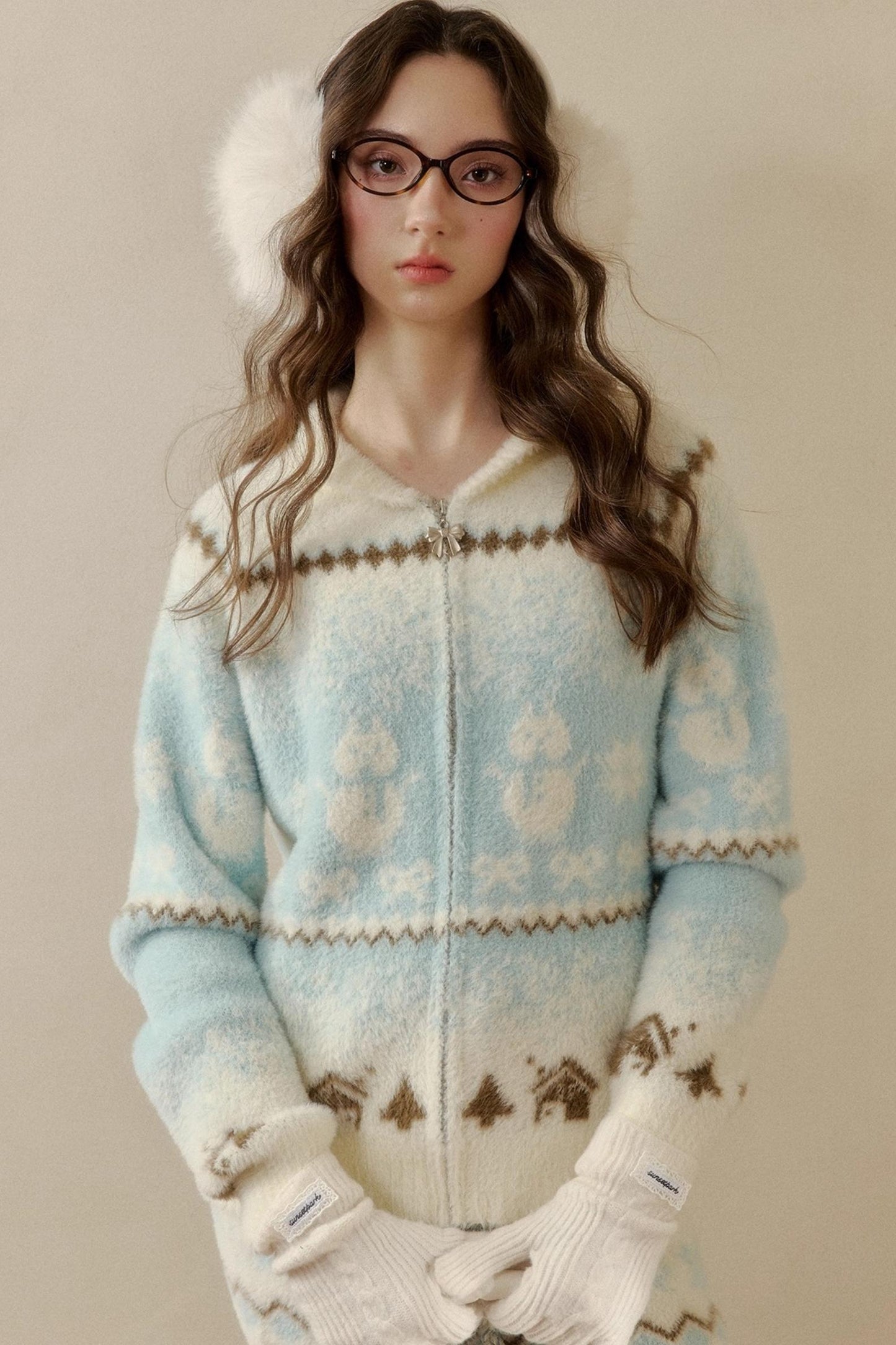 Island Fur Fair Isles Knit Top + Tight Knit Skirt