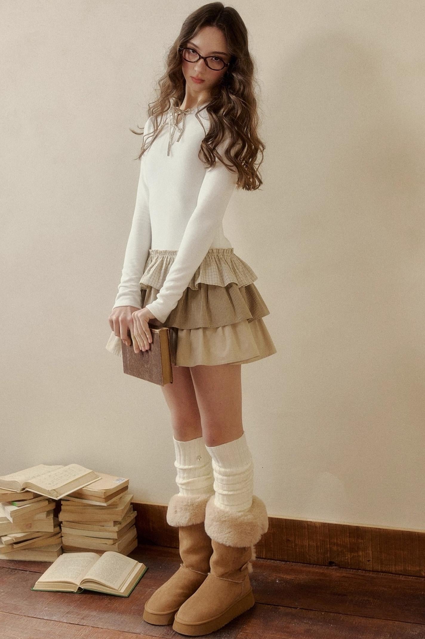 レトロチェックレイヤードドレス