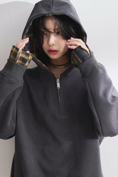 Check Stitch Hooded Sweatshirt