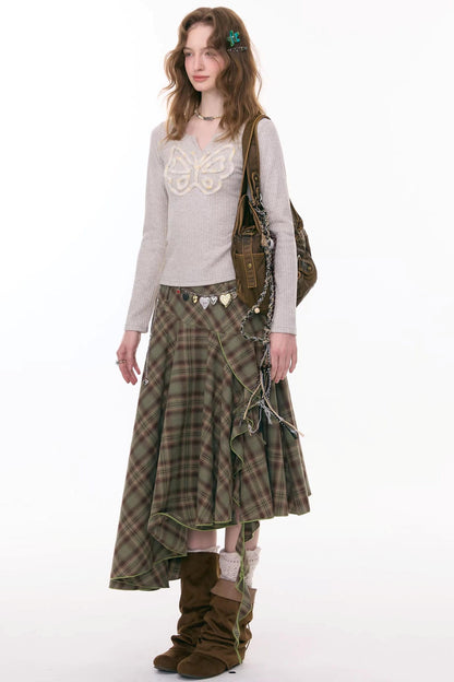 アシンメトリカルチェックスカート