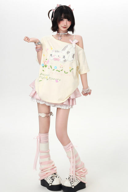 Haut à bretelles et épaules dénudées Chat Mignon