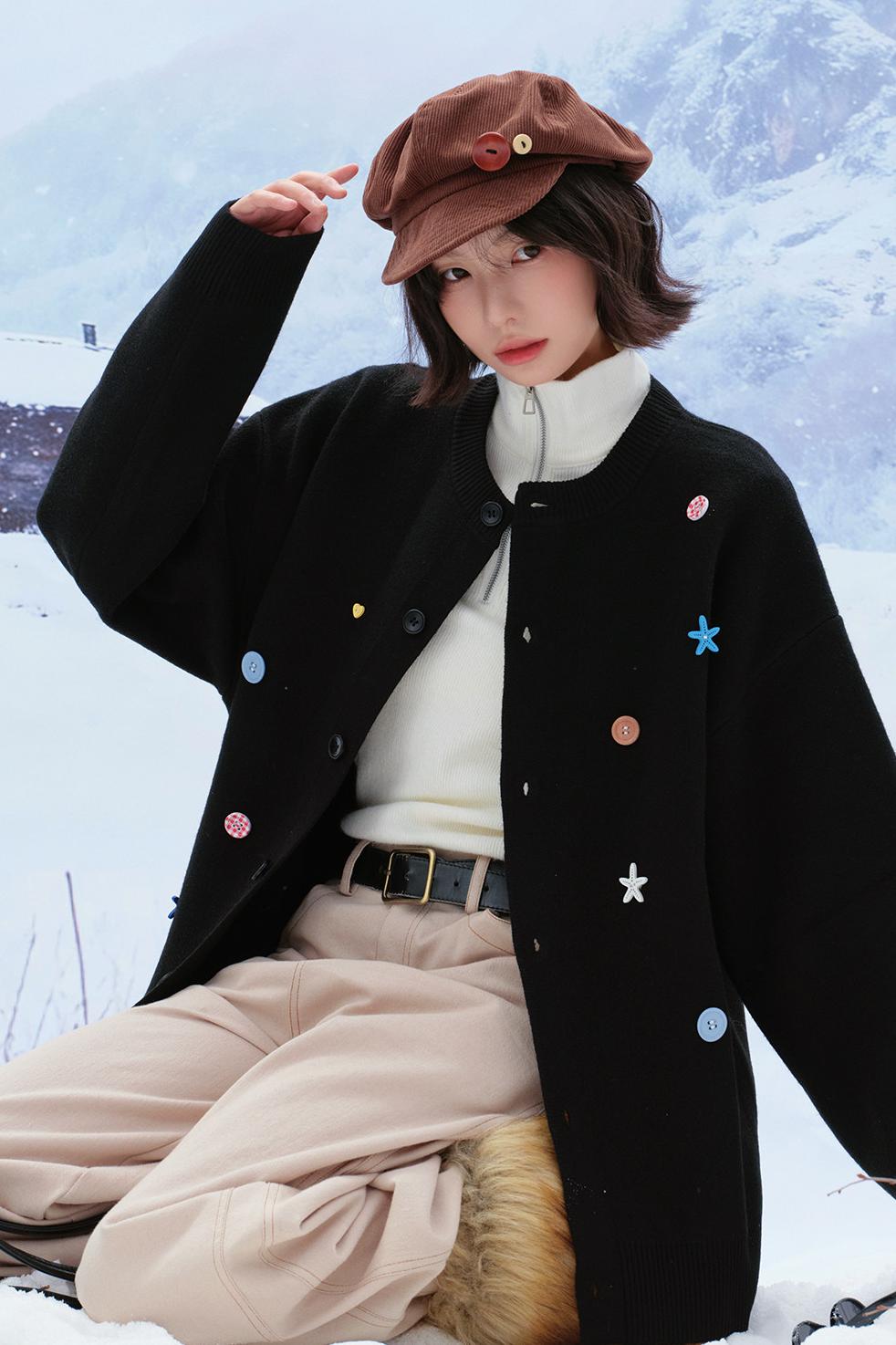 Colorful Button Knit Cardigan