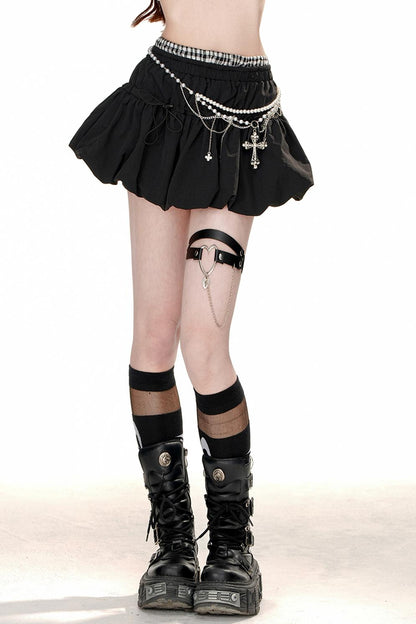 Black Mini Balloon Short Skirt