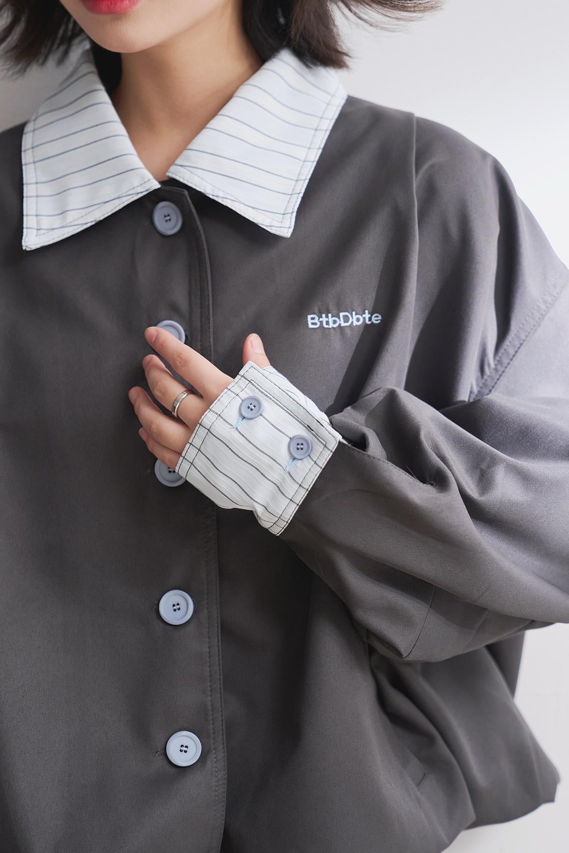 コントラストラペルクロップドジャケット