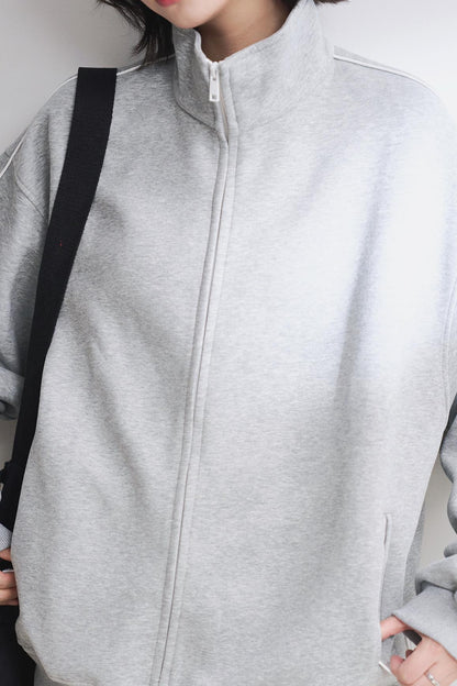 Solid Stand Collar Cardigan Jacket