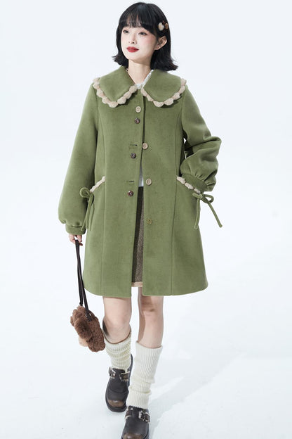 ジャスミングリーンウールコート