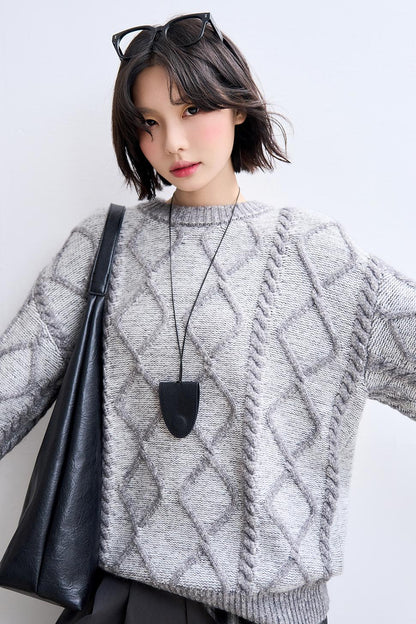 レトロダイヤモンドニットスウェット