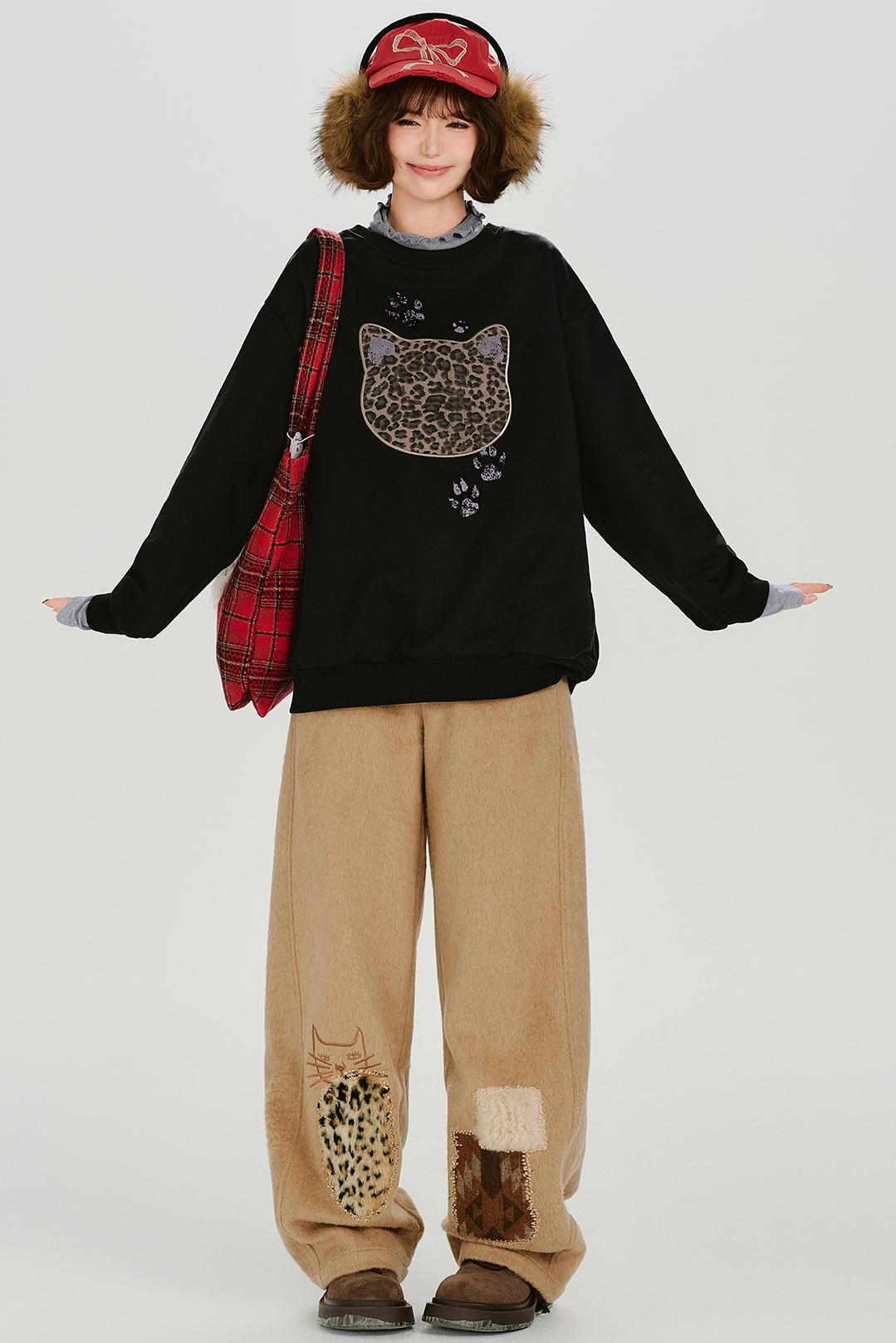 レトロレオパードルーズモードトップス