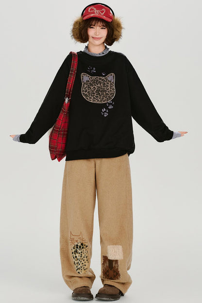 レトロレオパードルーズモードトップス