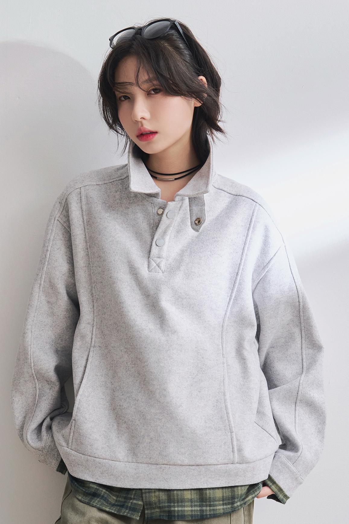 Shirt Hem Layered Style Sweatshirt