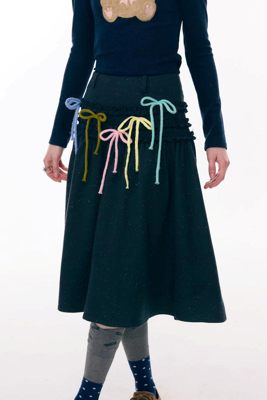 ラッフルドマルチカラーリボンスカート