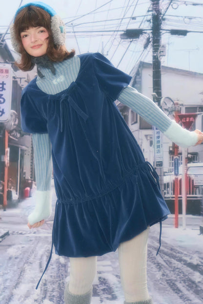 Deep Blue Velvet Dress