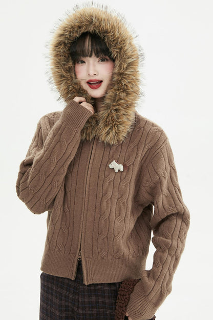 コーヒーファーカラーカーディガン