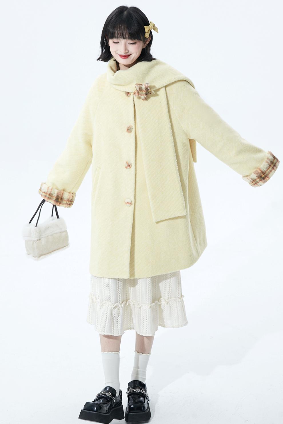 デタッチャブルプラッシュウールコート