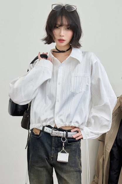 Gravity Textured Drawstring Top