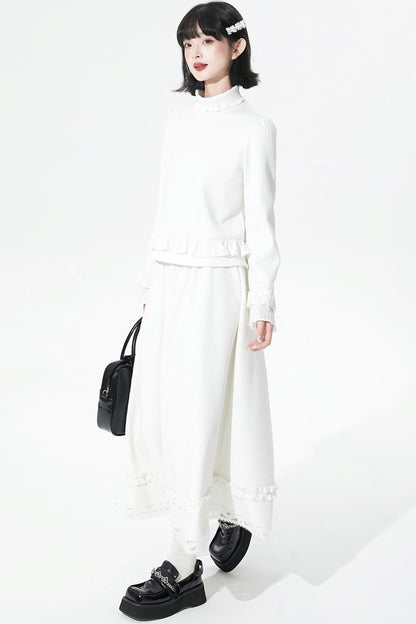 ホワイトストライプジャカードセーター