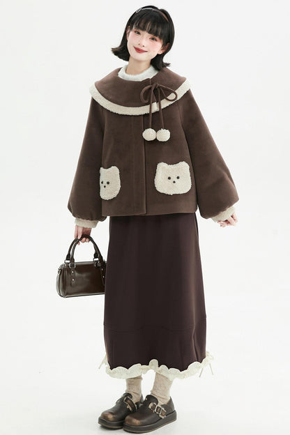 キャラメルブラウンプラッシュコート