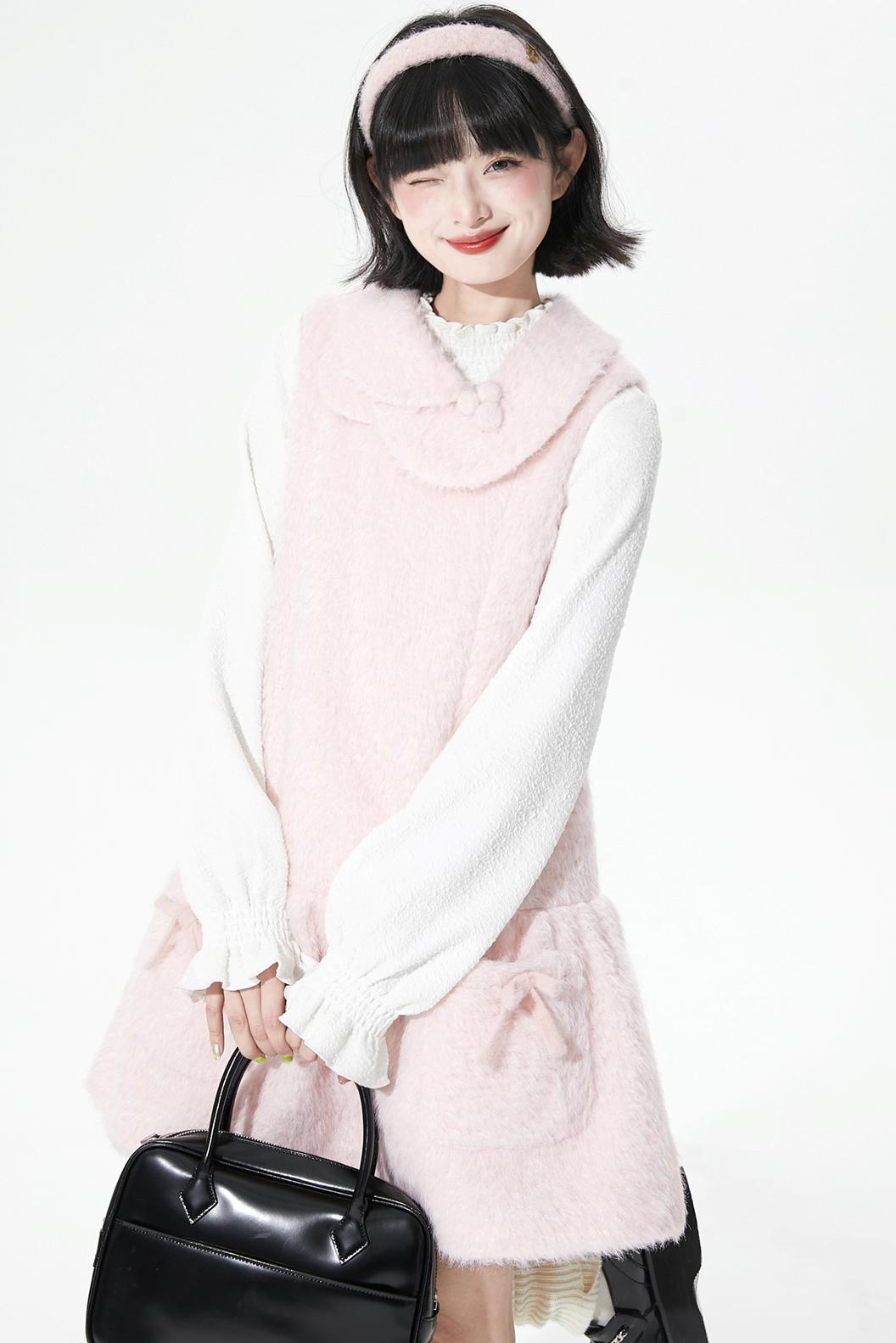 ピンクウールンニットドレス