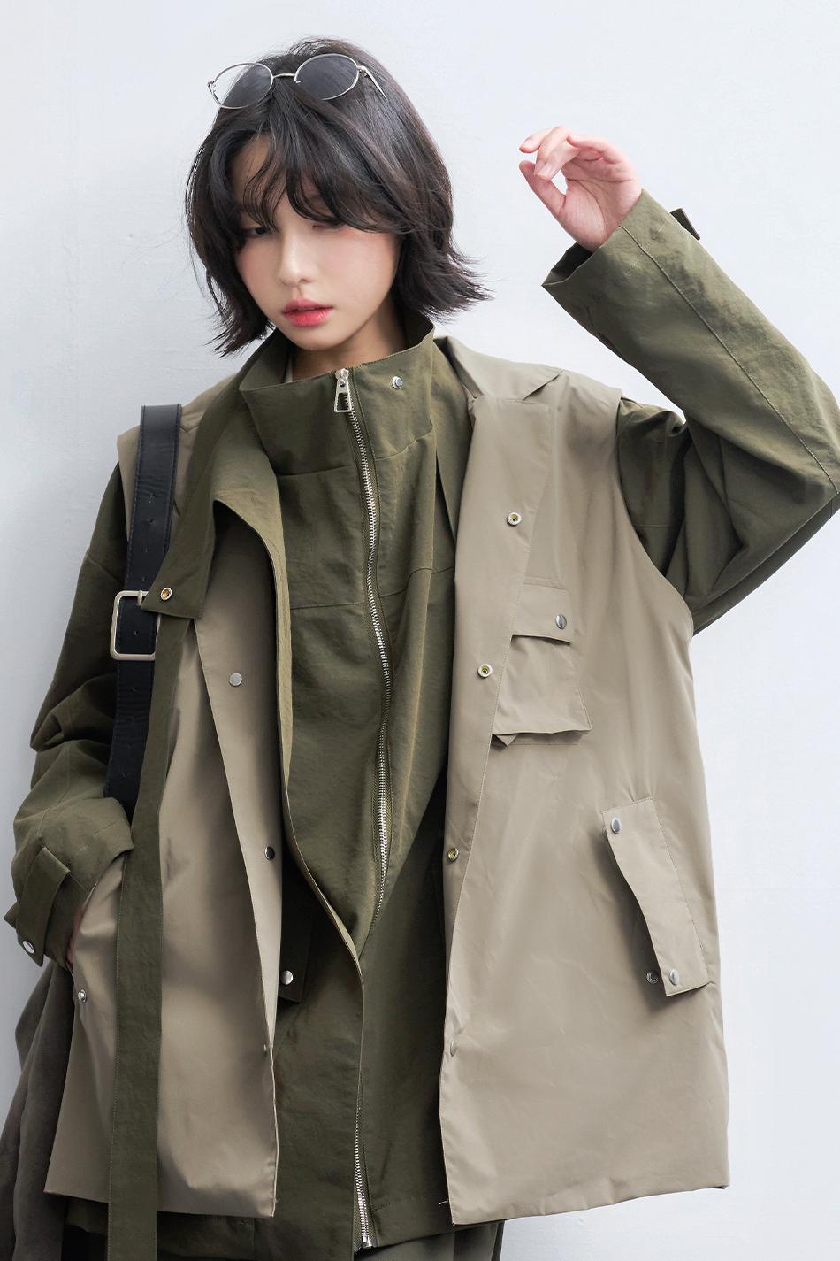 stand collar padded vest