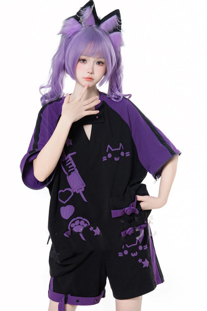 サブカルキャットサマーTシャツ+パンツ＋レッグカバー