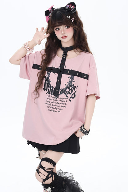 Summer Leather Button T-Shirt