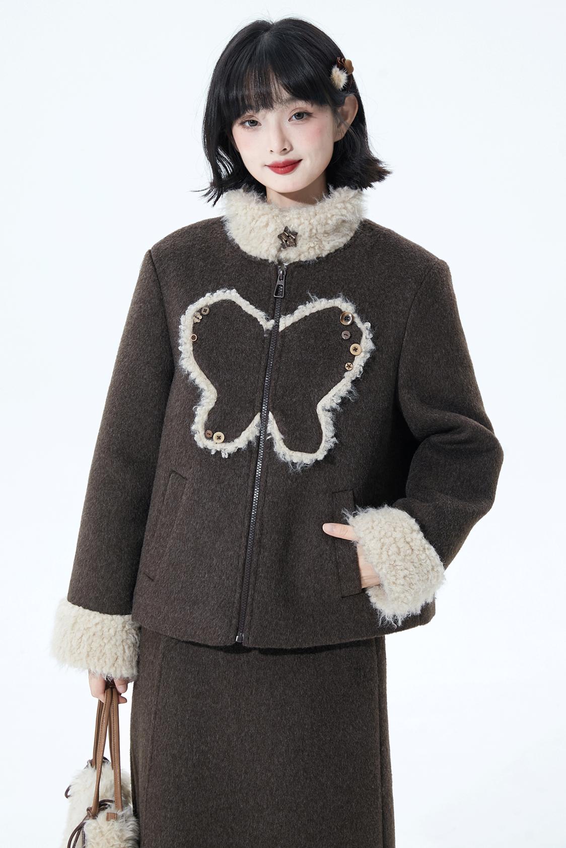 ダークブラウンファーカラーコート