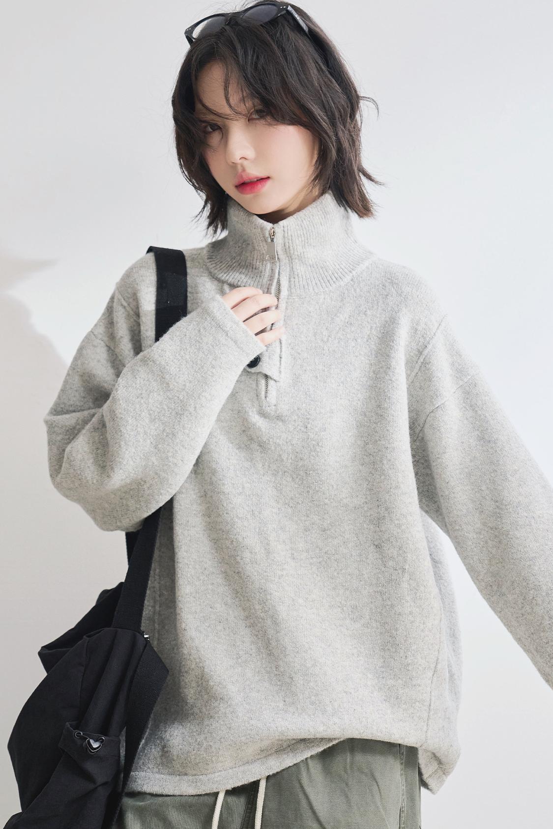 Stand Neck Knit Sweater