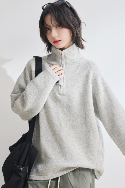Stand Neck Knit Sweater