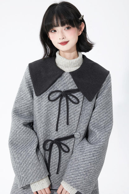 レトログレイウールンコート