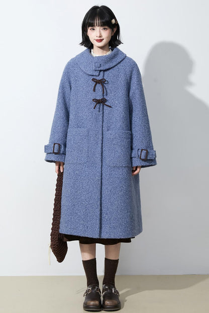 ヘイズブルーボウノットウールコート