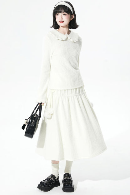 ソフトリブドニットフレアスカート