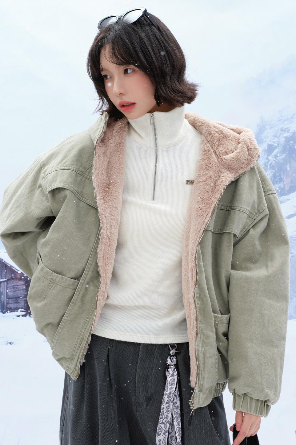 Plush Hooded Cotton Jacket