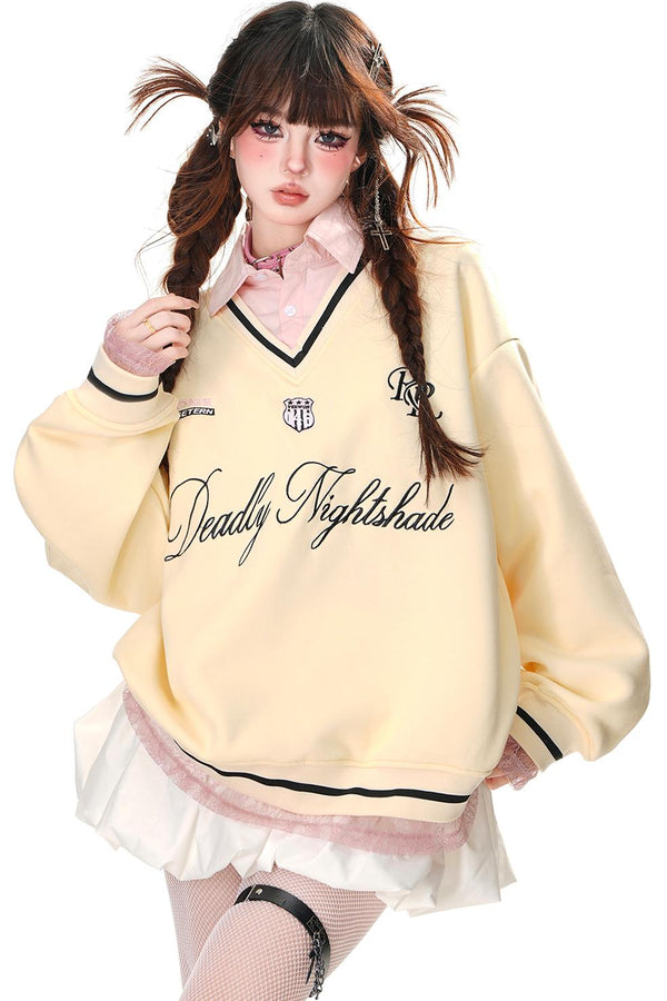 スレンダーVネックオーバートップス