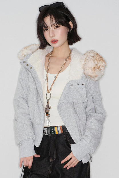 High Waist Fur Collar Jacket
