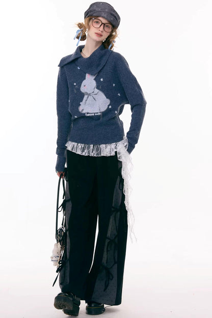 サイドリボンワイドパンツ