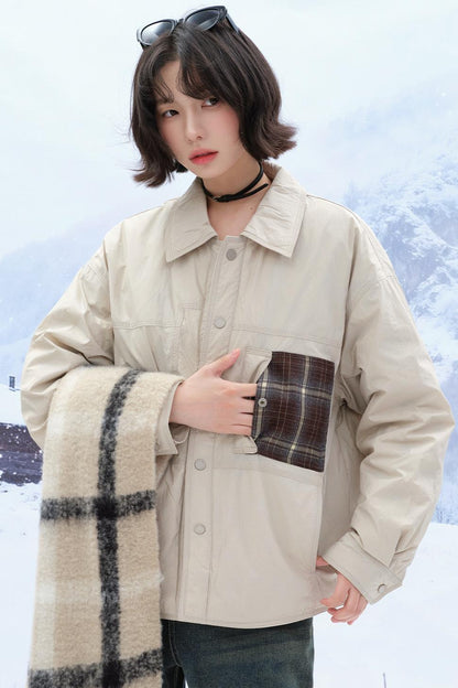 チェックコントラストカラーダウンジャケット