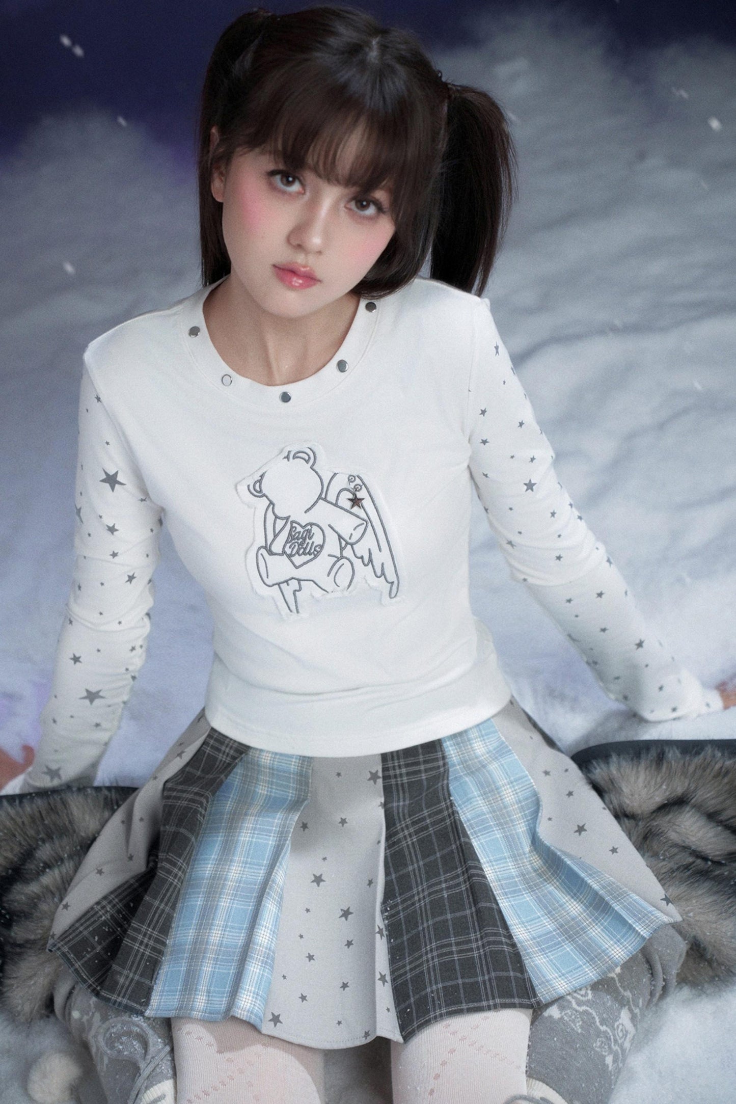 check star pleated skirt