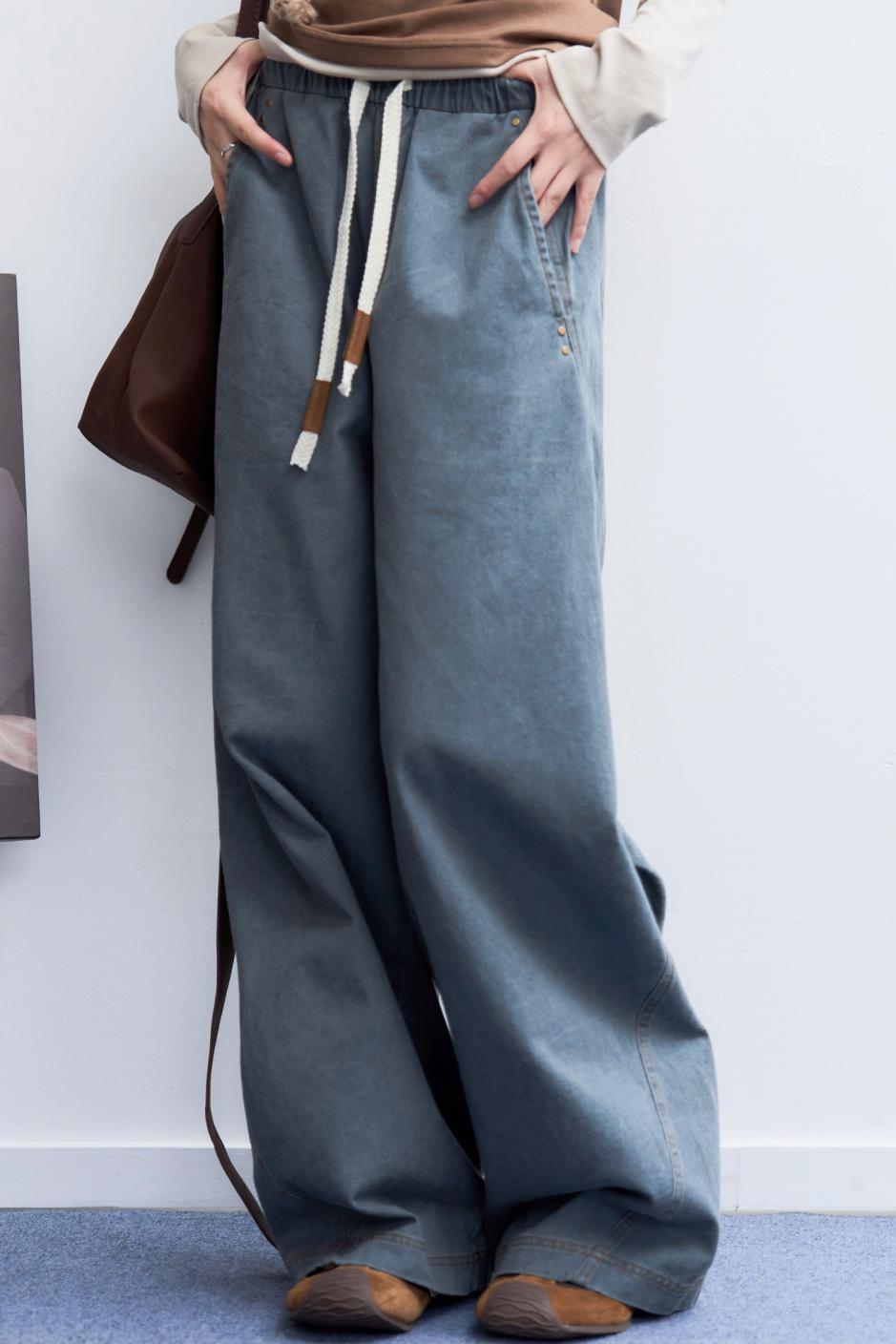 ルーズフィットスラックススタイルパンツ