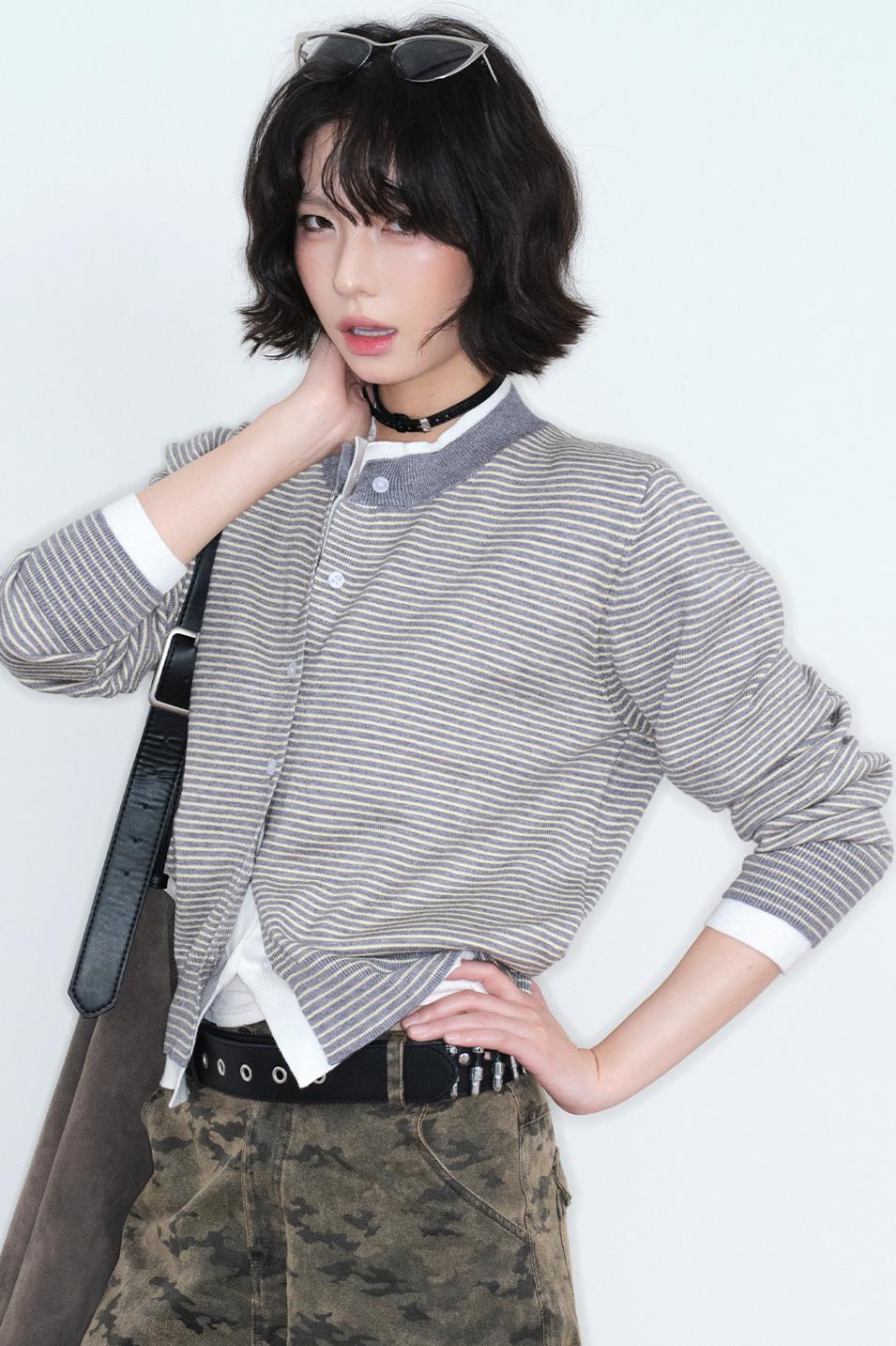 Fake Two-Piece Knitted Cardigan