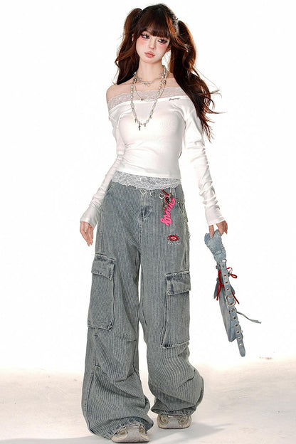 Modern wide denim pants