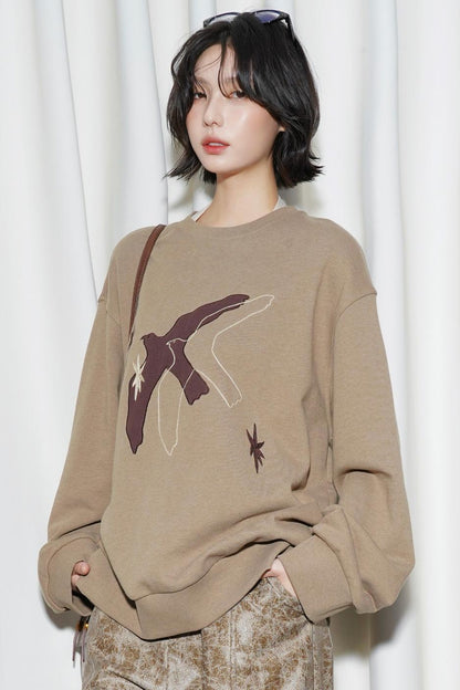 エンブロイダリーロングスリーブニットスウェット