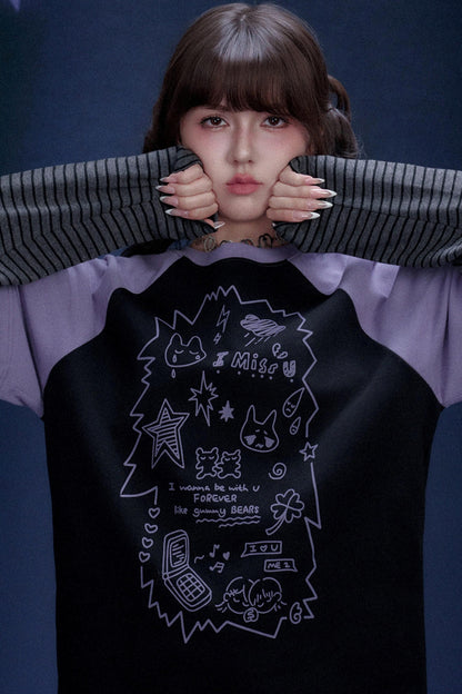 Dark Graffiti Print Top