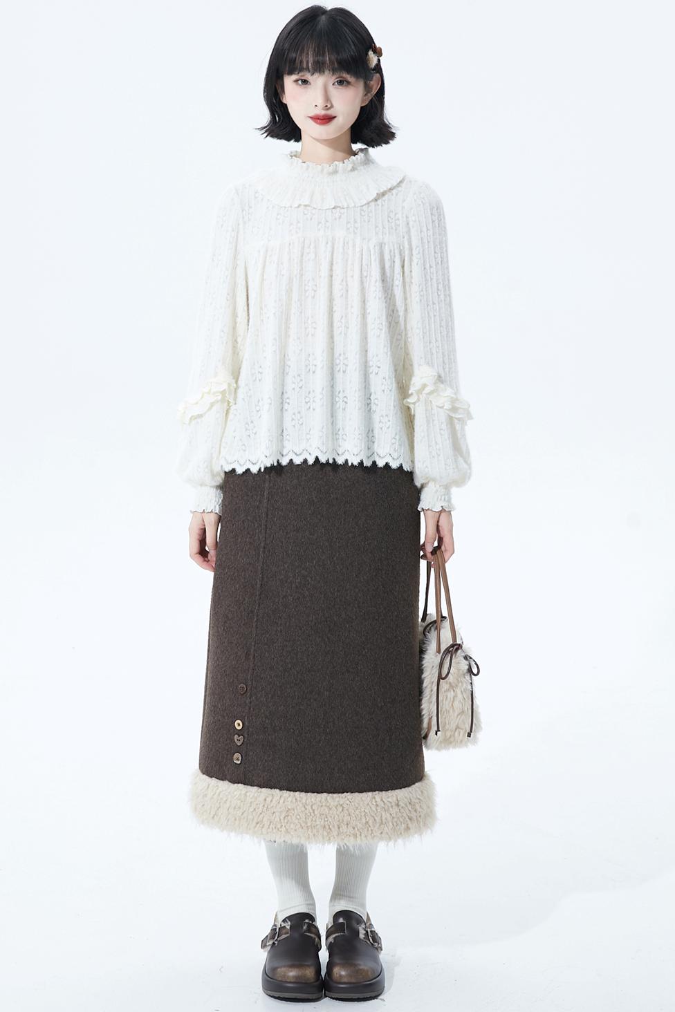 Deep Brown Wool Skirt
