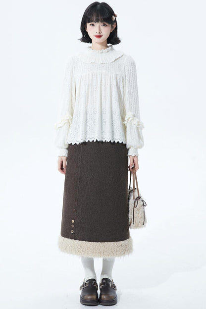Deep Brown Wool Skirt